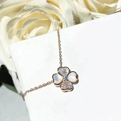 [Bling Jewelrys] KLEEBATT MOP DIAMANT ROSÉGOLD-HALSKETTE
