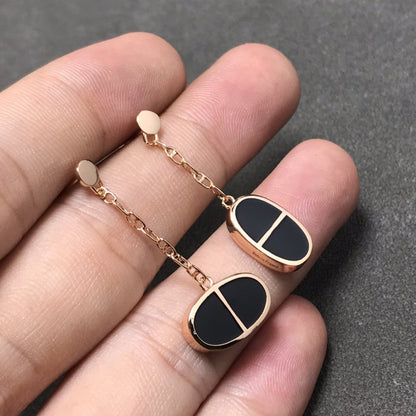 [Bling Jewelrys ]CHAINE VERSO BLACK CERAMIC SILVER EARRINGS
