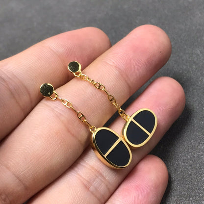 [Bling Jewelrys ]CHAINE VERSO BLACK CERAMIC SILVER EARRINGS