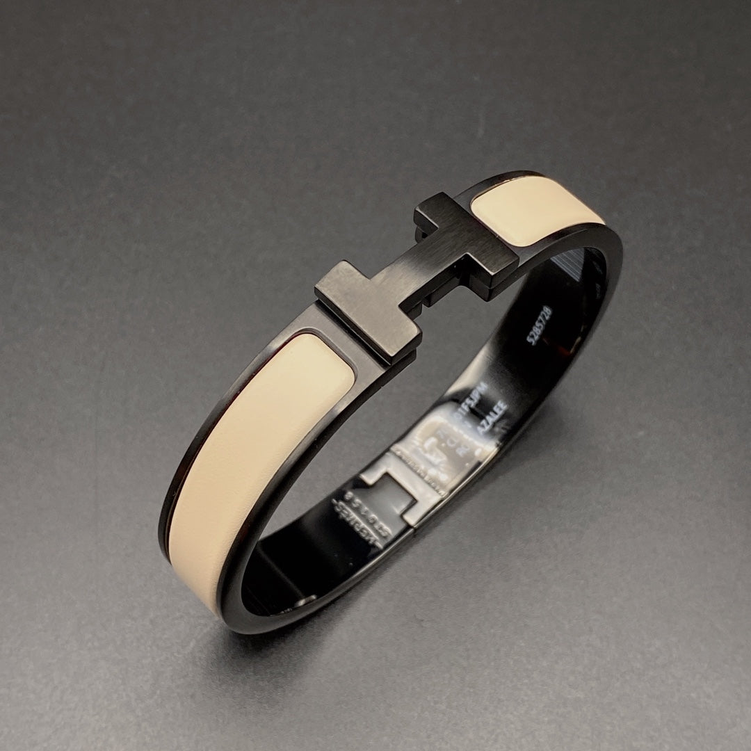 [Bling Jewelrys ]H ARMBAND 12MM SCHWARZ BEIGE KERAMIK