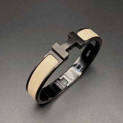 [Bling Jewelrys ]H ARMBAND 12MM SCHWARZ BEIGE KERAMIK