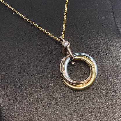 [Bling Jewelrys ]TRINITY SILVER GOLD PINK GOLD NECKLACE