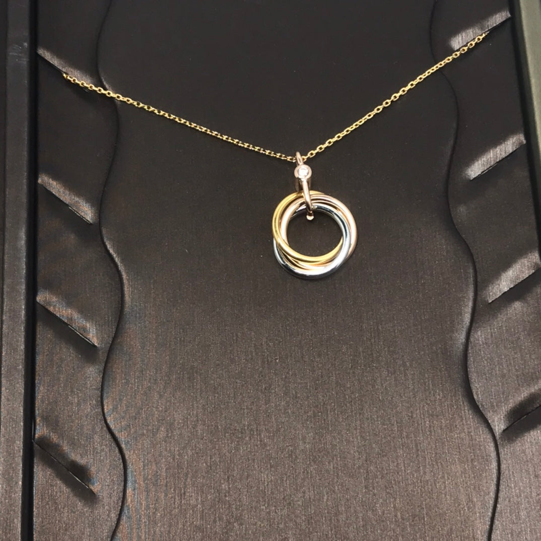 [Bling Jewelrys ]TRINITY SILVER GOLD PINK GOLD NECKLACE