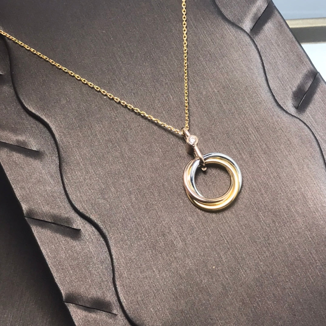 [Bling Jewelrys ]TRINITY SILVER GOLD PINK GOLD NECKLACE