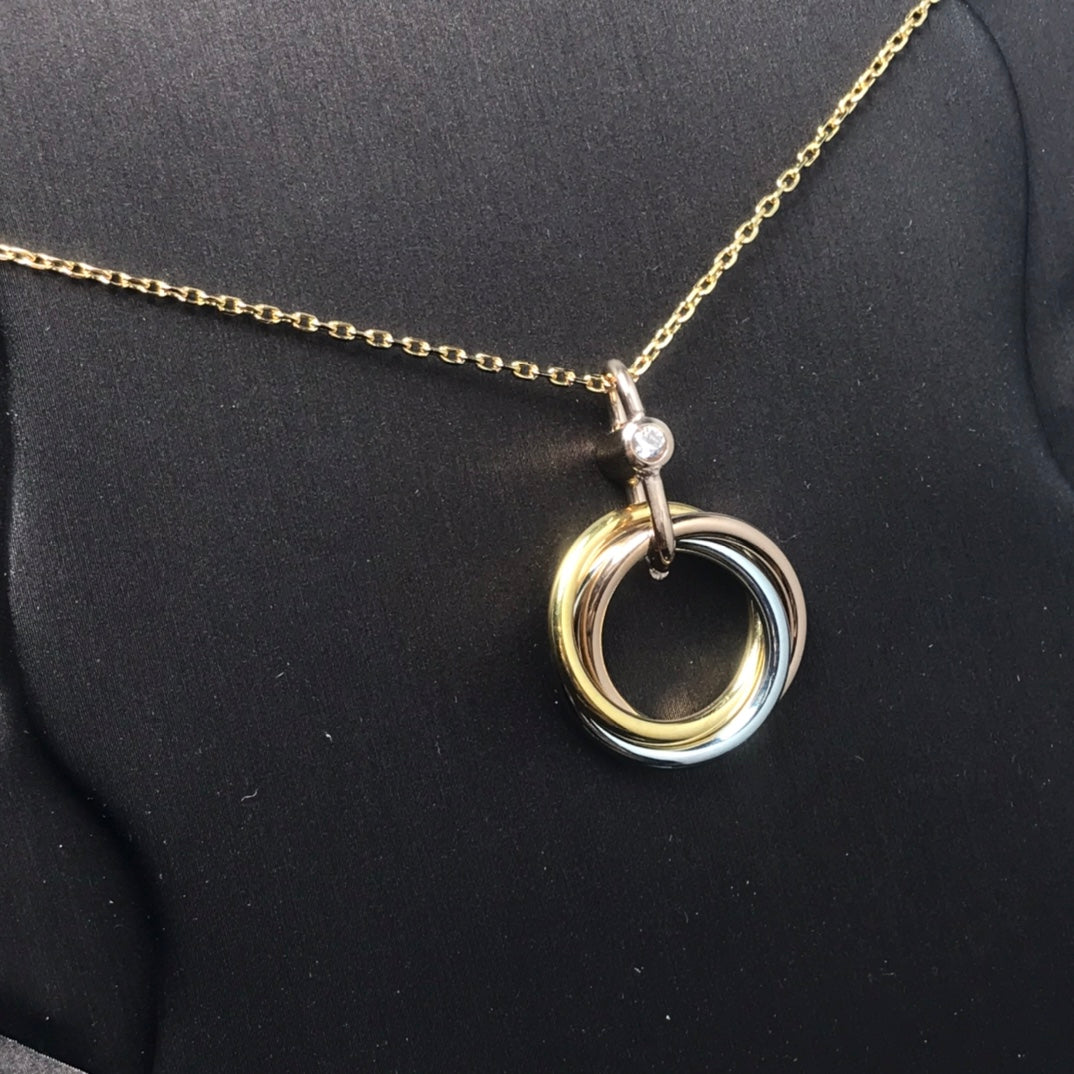 [Bling Jewelrys ]TRINITY SILVER GOLD PINK GOLD NECKLACE