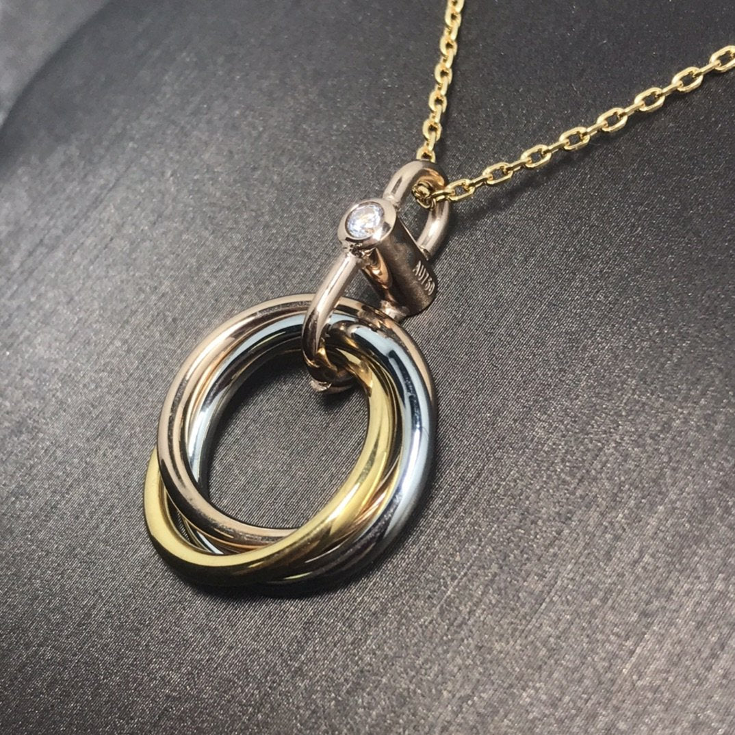 [Bling Jewelrys ]TRINITY SILVER GOLD PINK GOLD NECKLACE