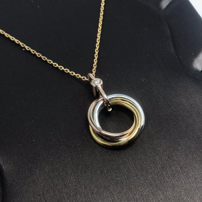 [Bling Jewelrys ]TRINITY SILVER GOLD PINK GOLD NECKLACE
