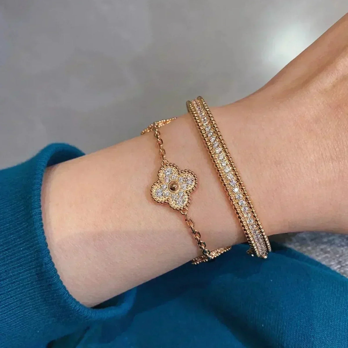 [Bling Jewelrys ] CLOVER 5 MOTIF FULL DIAMOND BRACELET COLLECTION