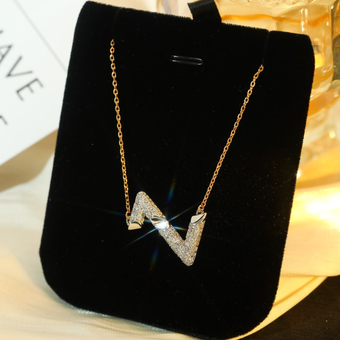 [Bling Jewelrys] VOLT SILBER DIAMANT ANHÄNGER HALSKETTE