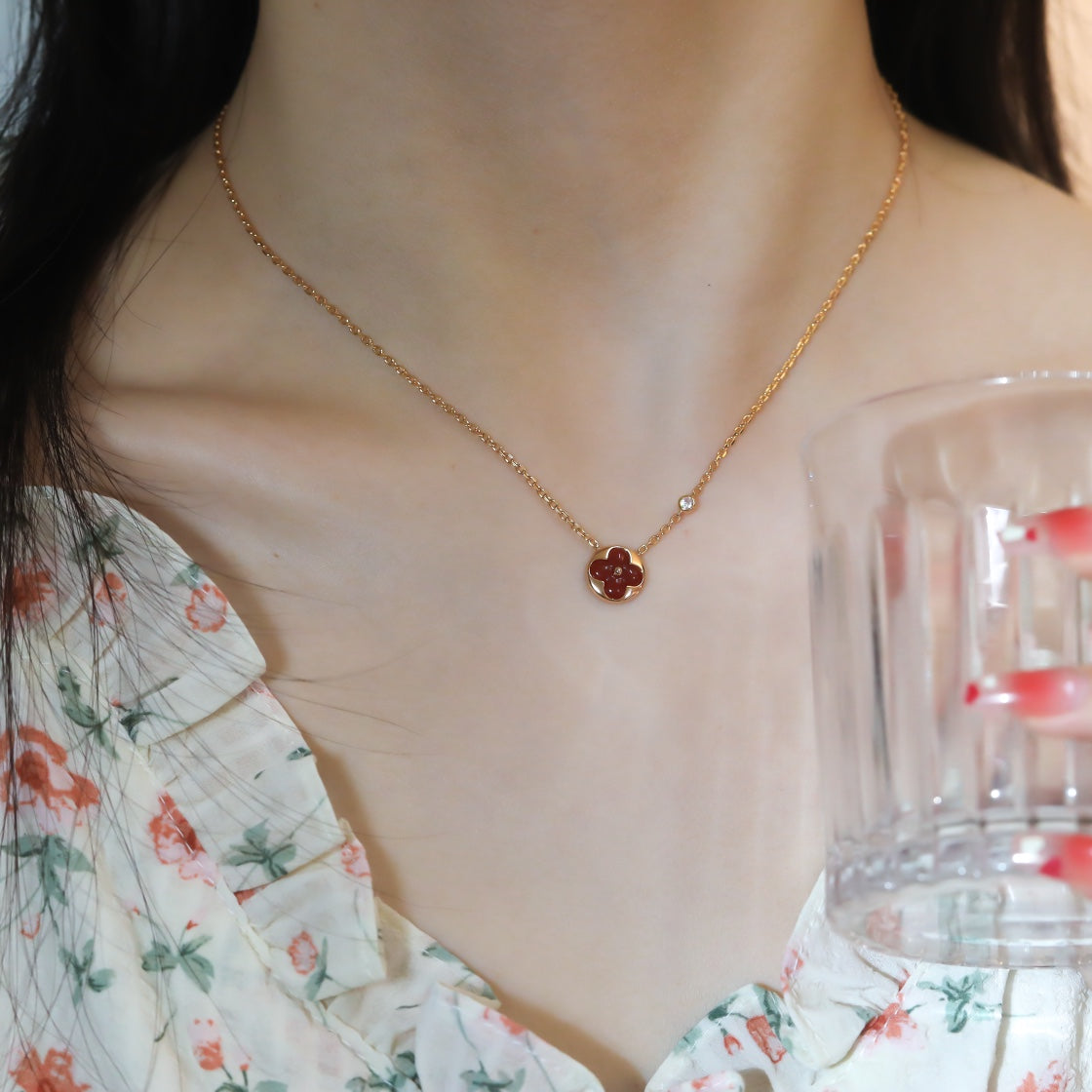 [Bling Jewelrys] SONNEN-ANHÄNGER ROSÉGOLD 1 DIAMANT-HALSKETTE