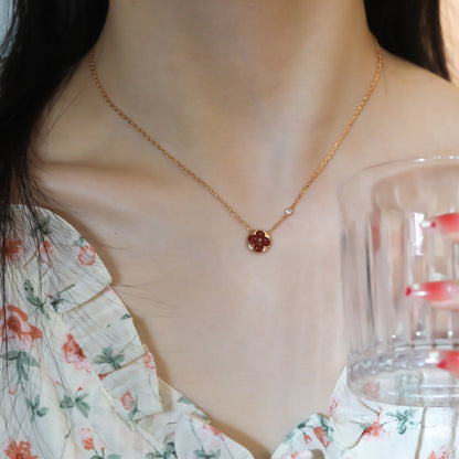 [Bling Jewelrys] SONNEN-ANHÄNGER ROSÉGOLD 1 DIAMANT-HALSKETTE