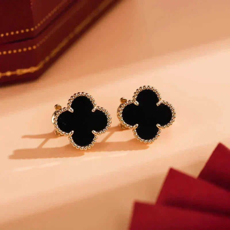 [Bling Jewelrys] CLOVER MEDIUM 1 MOTIV ONYX OHRSTECKER