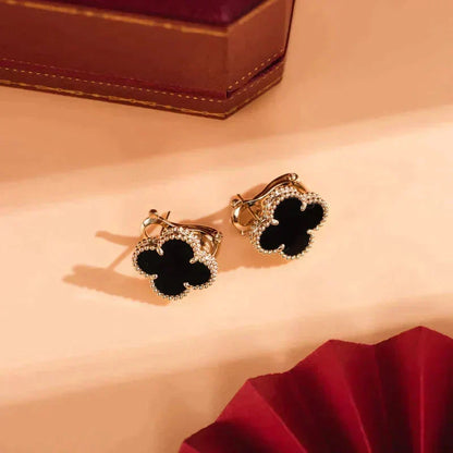 [Bling Jewelrys] CLOVER MEDIUM 1 MOTIV ONYX OHRSTECKER