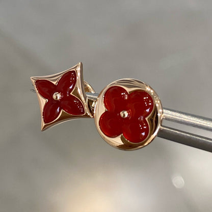 [Bling Jewelrys ]STAR AND SUN PINK GOLD CARNELIAN STUD EARRINGS