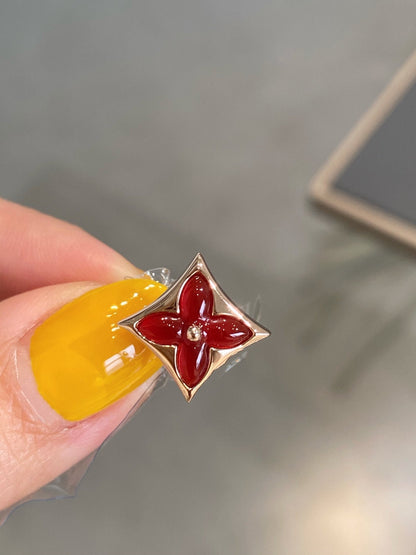 [Bling Jewelrys ]STAR AND SUN PINK GOLD CARNELIAN STUD EARRINGS
