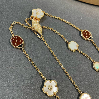 [Bling Jewelrys ]LUCKY SPRING 15 MOTIFS GOLD NECKLACE