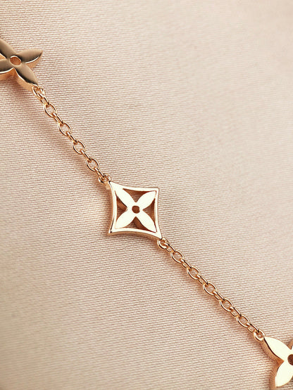 [Bling Jewelrys ]STAR AND SUN 7 MOTIFS GOLD BRACELET