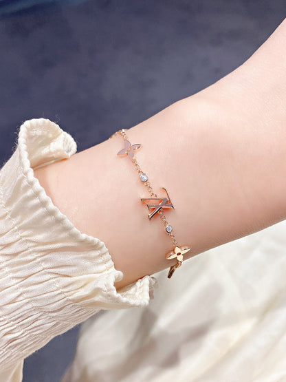 [Bling Jewelrys ]STAR AND SUN 7 MOTIFS GOLD BRACELET