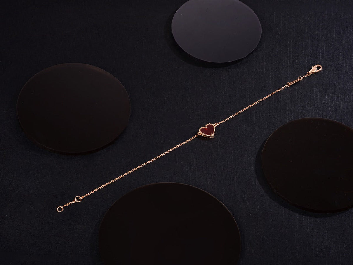 [Bling Jewelrys ]HEART CARNELIAN PINK GOLD BRACELET