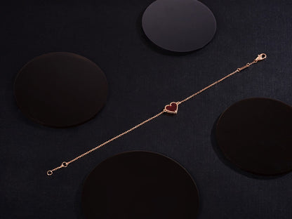 [Bling Jewelrys ]HEART CARNELIAN PINK GOLD BRACELET