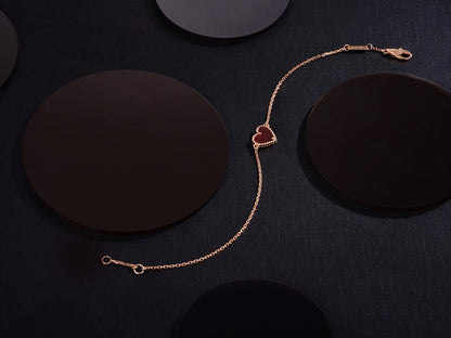 [Bling Jewelrys ]HEART CARNELIAN PINK GOLD BRACELET