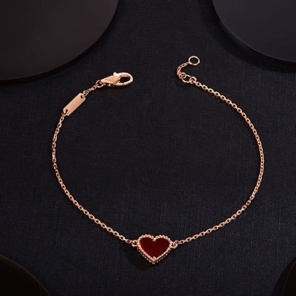 [Bling Jewelrys ]HEART CARNELIAN PINK GOLD BRACELET