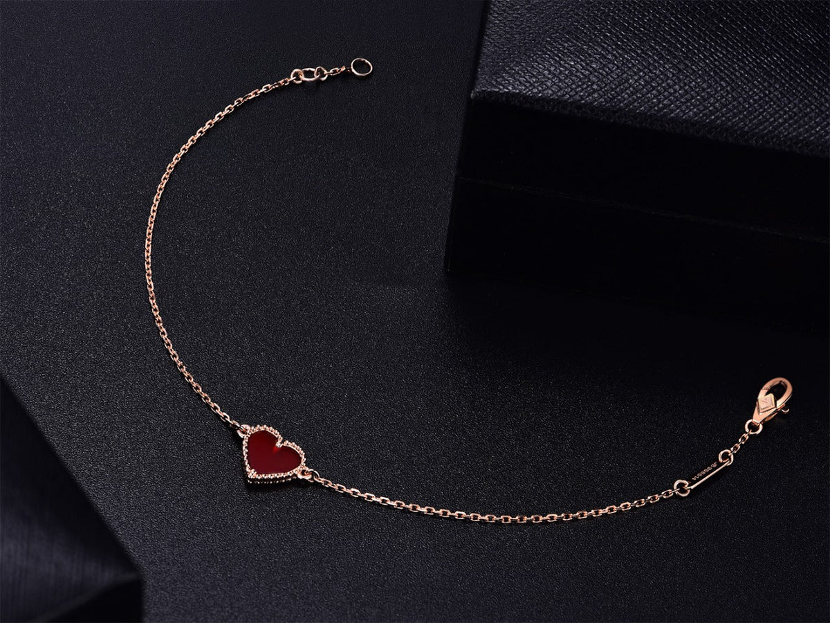 [Bling Jewelrys ]HEART CARNELIAN PINK GOLD BRACELET
