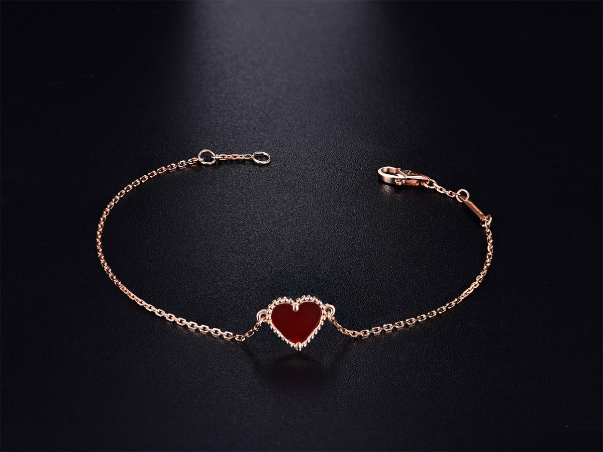 [Bling Jewelrys ]HEART CARNELIAN PINK GOLD BRACELET