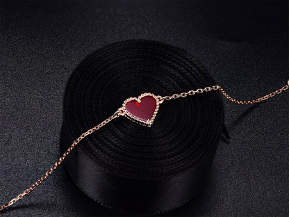 [Bling Jewelrys ]HEART CARNELIAN PINK GOLD BRACELET