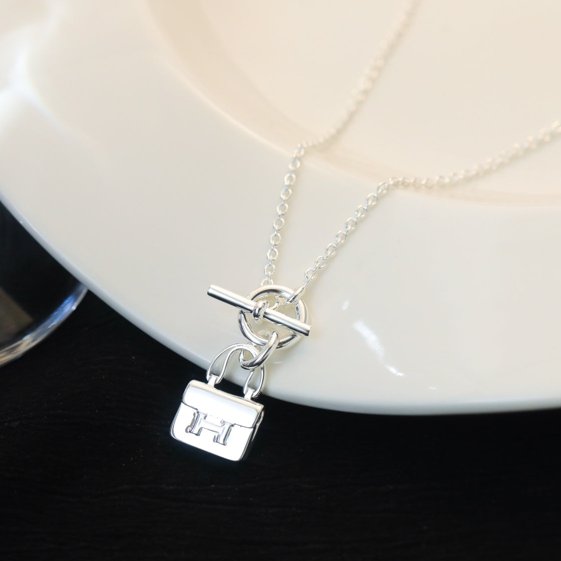 [Bling Jewelrys ]POP H PEDANT SILVER NECKLACE