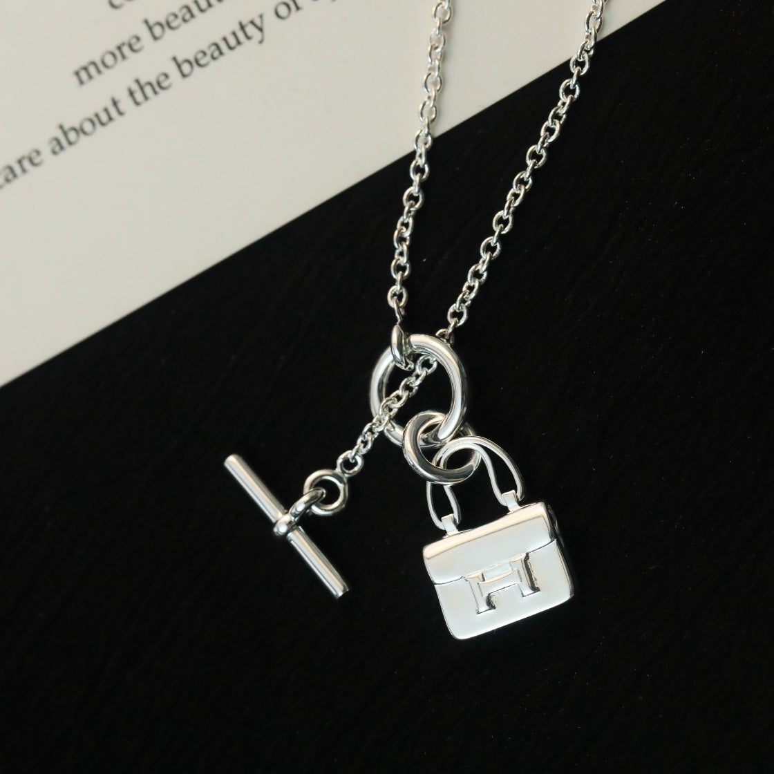 [Bling Jewelrys ]POP H PEDANT SILVER NECKLACE