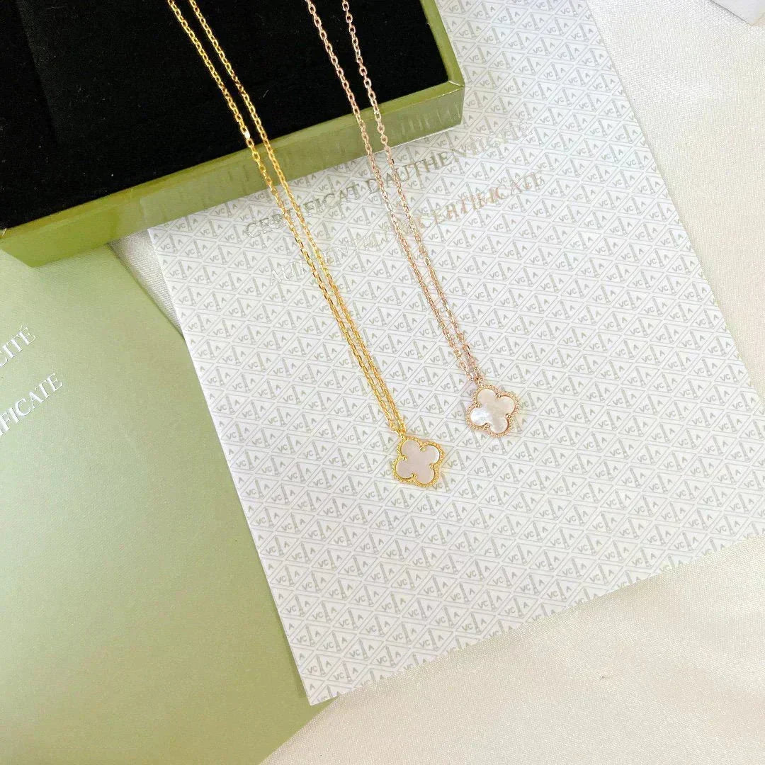 [Bling Jewelrys] CLOVER MINI 9,5 MM HALSKETTE MIT WEISSEM PERLMUTT