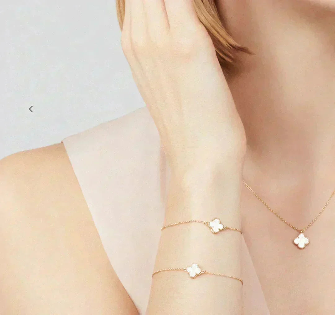 [Bling Jewelrys] CLOVER MINI 9,5 MM HALSKETTE MIT WEISSEM PERLMUTT