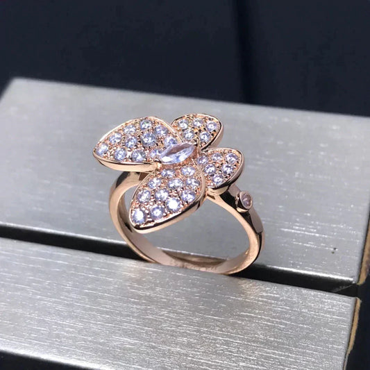 [Bling Jewelrys ]BUTTERFLY PINK GOLD DIAMOND RING