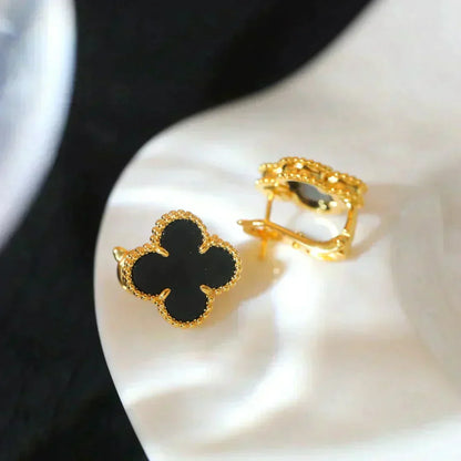 [Bling Jewelrys] CLOVER MEDIUM 1 MOTIV ONYX OHRSTECKER