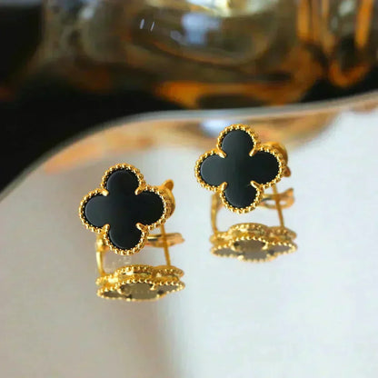 [Bling Jewelrys] CLOVER MEDIUM 1 MOTIV ONYX OHRSTECKER