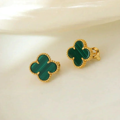 [Bling Jewelrys ]CLOVER MEDIUM 1 MOTIFS MALACHITE  EARRINGS