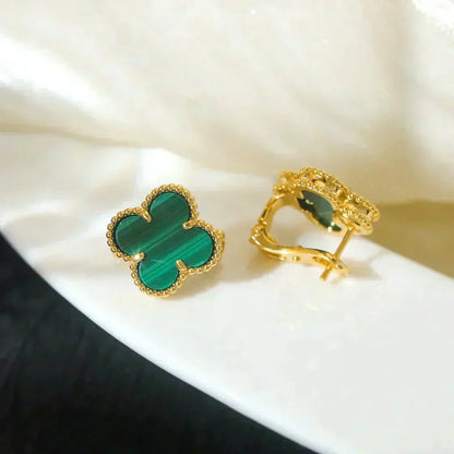 [Bling Jewelrys ]CLOVER MEDIUM 1 MOTIFS MALACHITE  EARRINGS