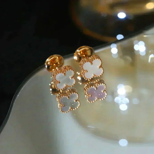 [Bling Jewelrys ]CLOVER MINI 9.5MM WHITE MOP EARRINGS