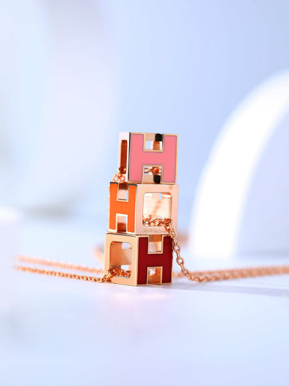 [Bling Jewelrys ]H CAGE PINK GOLD NECKLACE