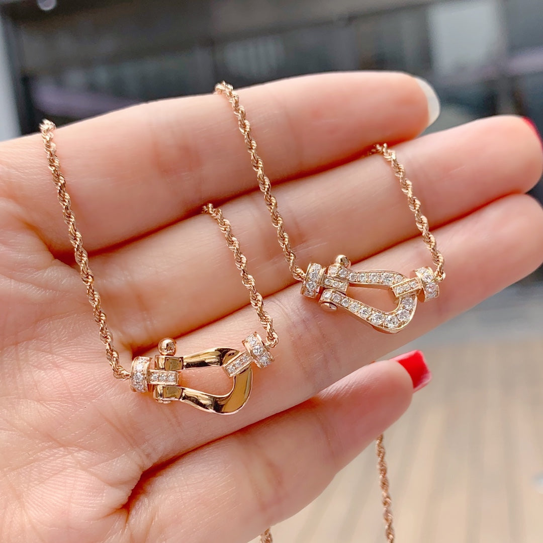 [Bling Jewelrys ]FORCE 10 PINK GOLD DIAMOND NECKLACE