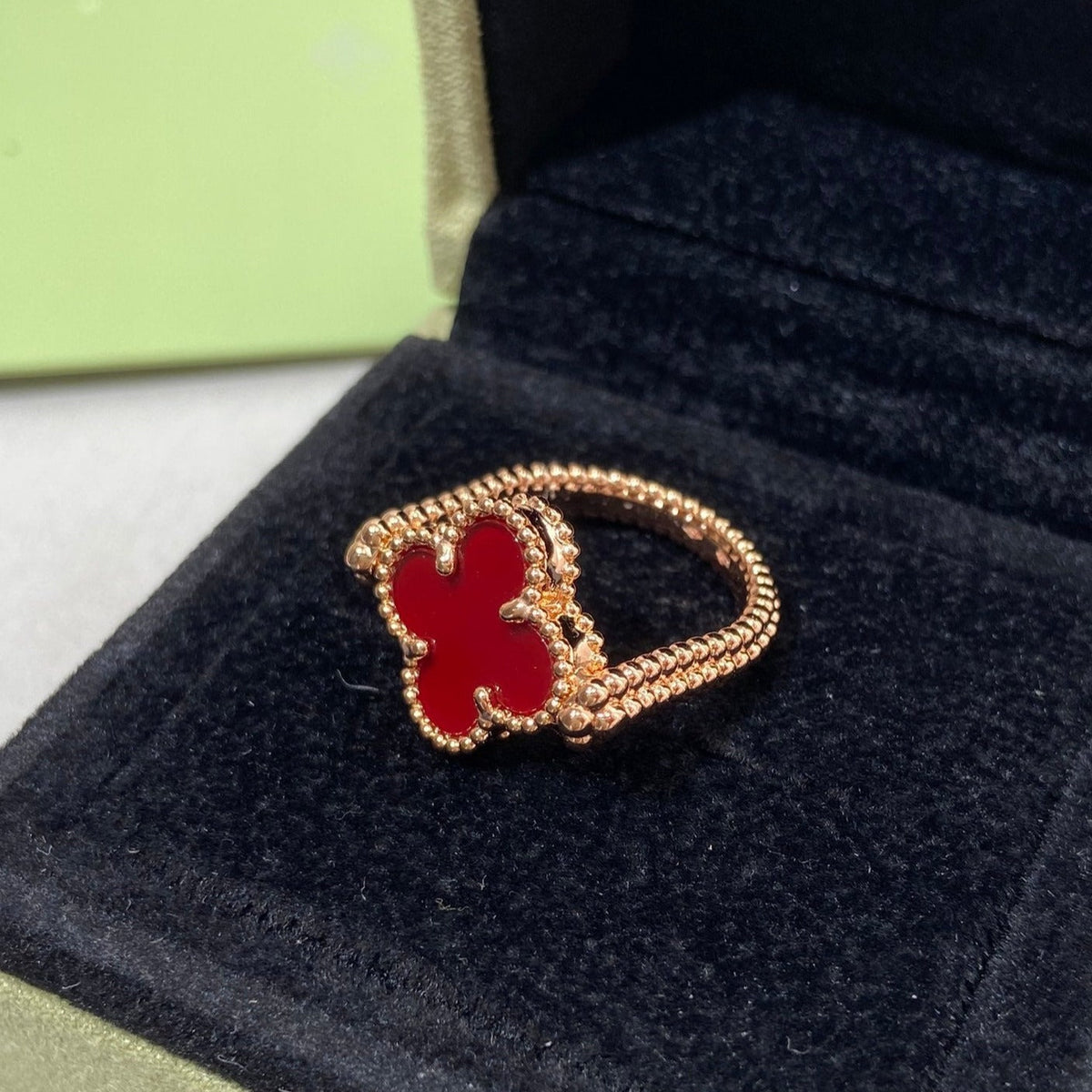 [Bling Jewelrys ]CLOVER RIVERSIBLE ROSE GOLD RING