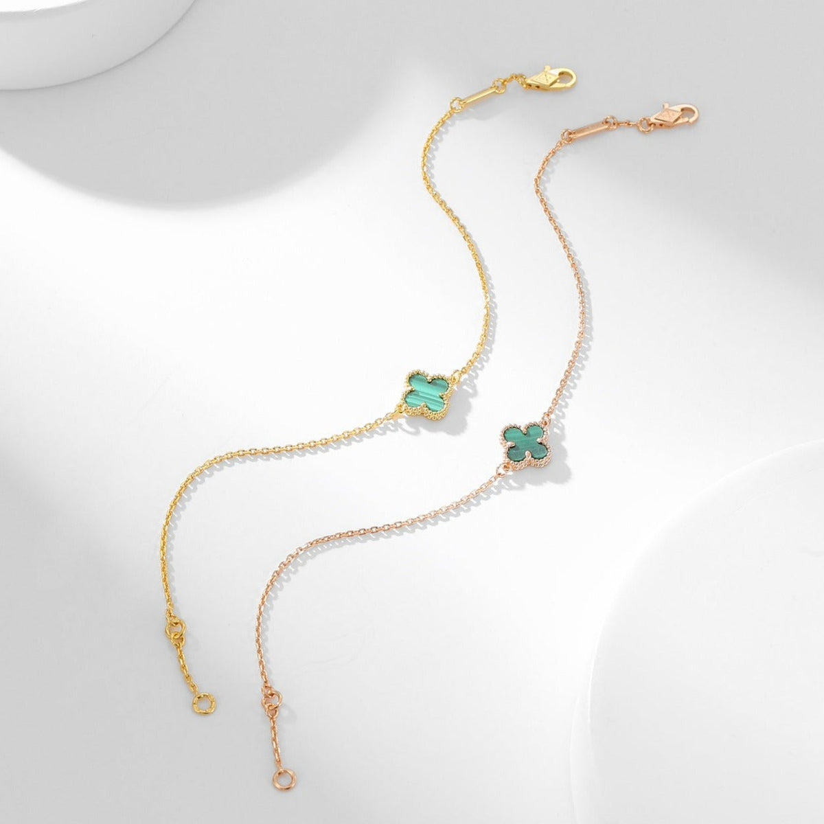 [Bling Jewelrys ]KLEEBLATT-ARMBAND MALACHIT 1 MOTIV