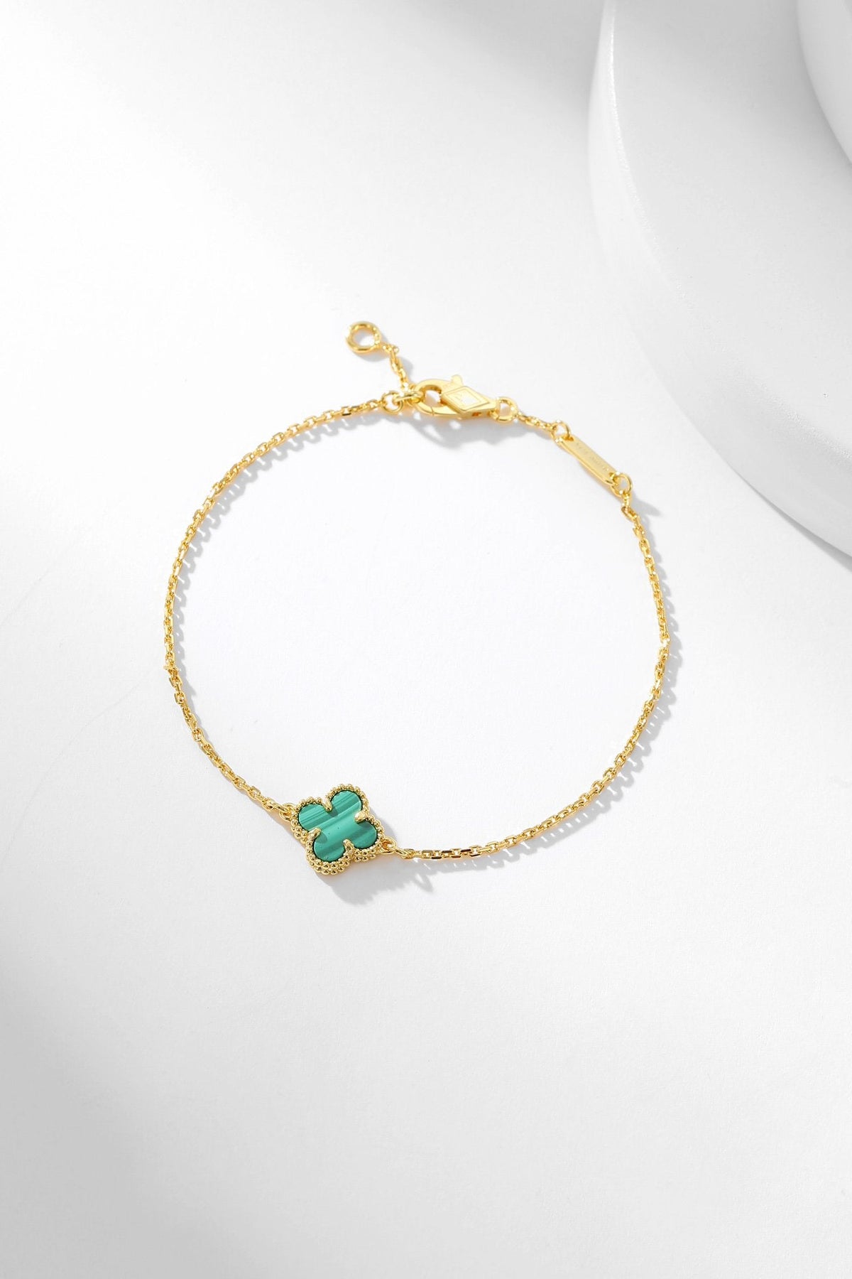 [Bling Jewelrys ]KLEEBLATT-ARMBAND MALACHIT 1 MOTIV