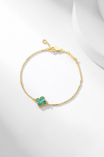 [Bling Jewelrys ]KLEEBLATT-ARMBAND MALACHIT 1 MOTIV