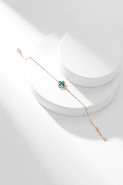 [Bling Jewelrys ]KLEEBLATT-ARMBAND MALACHIT 1 MOTIV