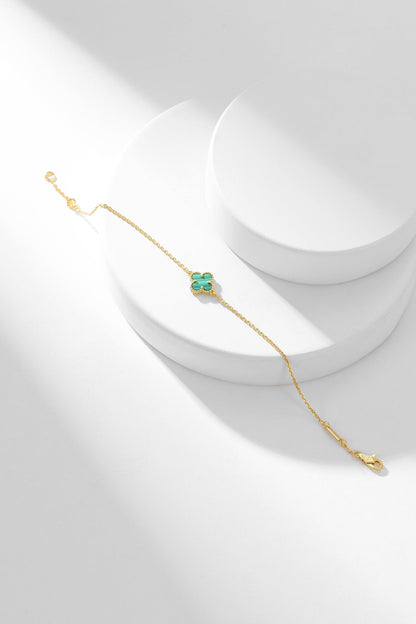 [Bling Jewelrys ]KLEEBLATT-ARMBAND MALACHIT 1 MOTIV