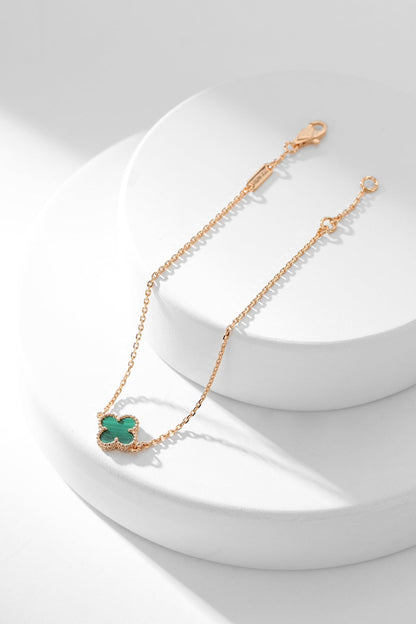 [Bling Jewelrys ]KLEEBLATT-ARMBAND MALACHIT 1 MOTIV