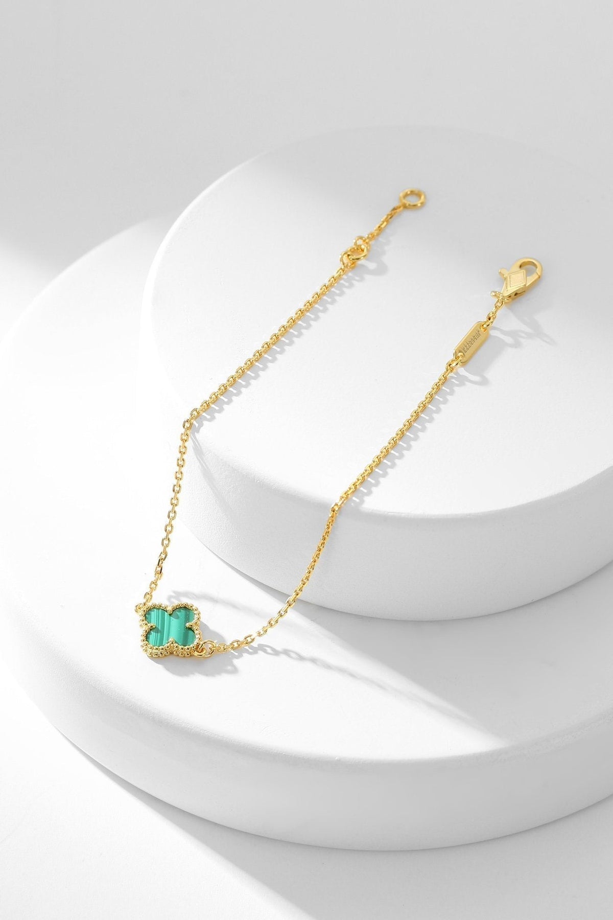 [Bling Jewelrys ]KLEEBLATT-ARMBAND MALACHIT 1 MOTIV