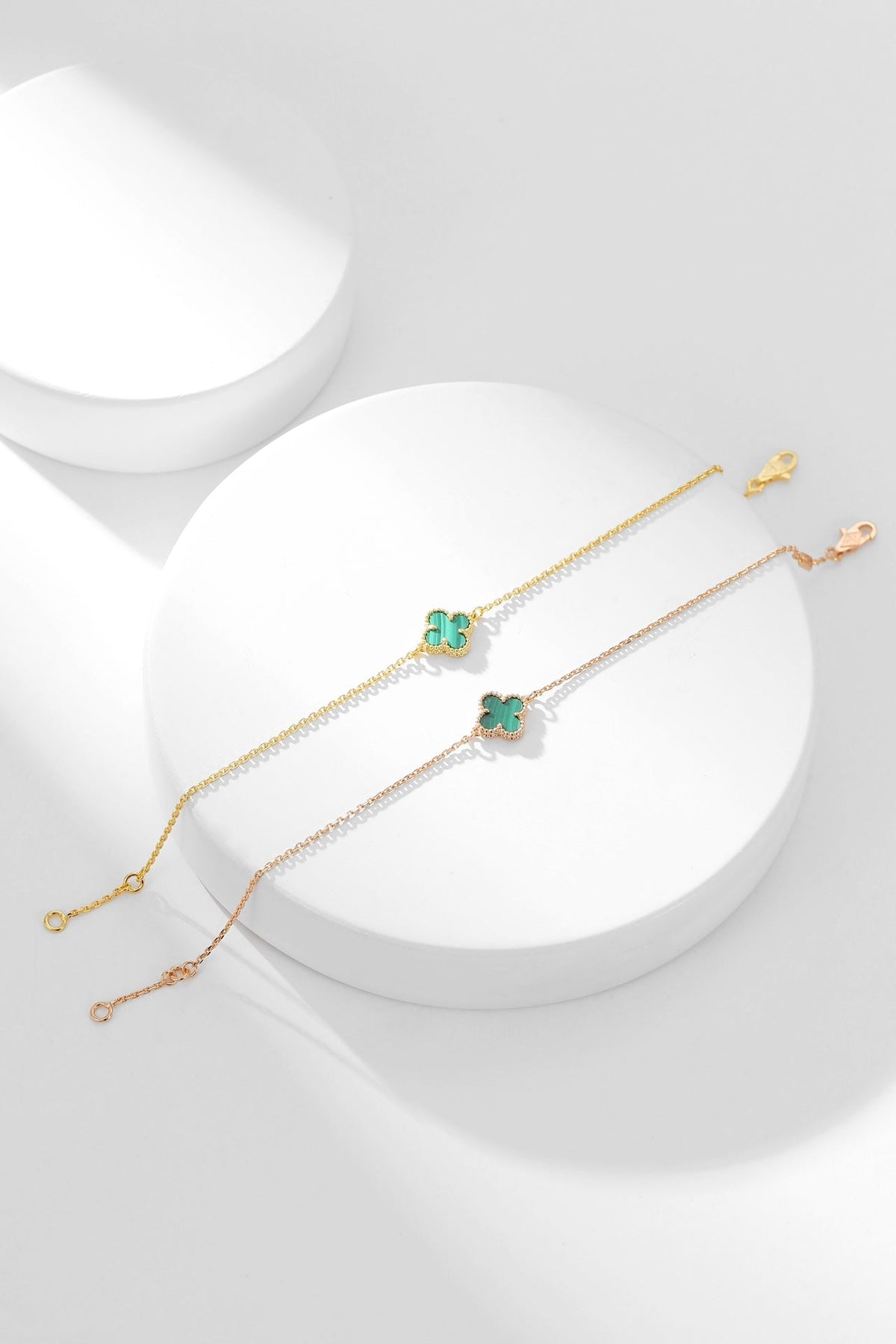 [Bling Jewelrys ]KLEEBLATT-ARMBAND MALACHIT 1 MOTIV